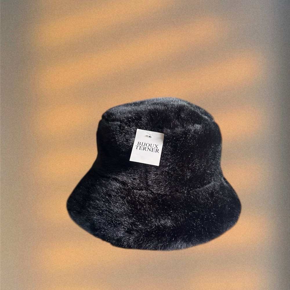 Bijoux Terner Elegant Black Fur Hat